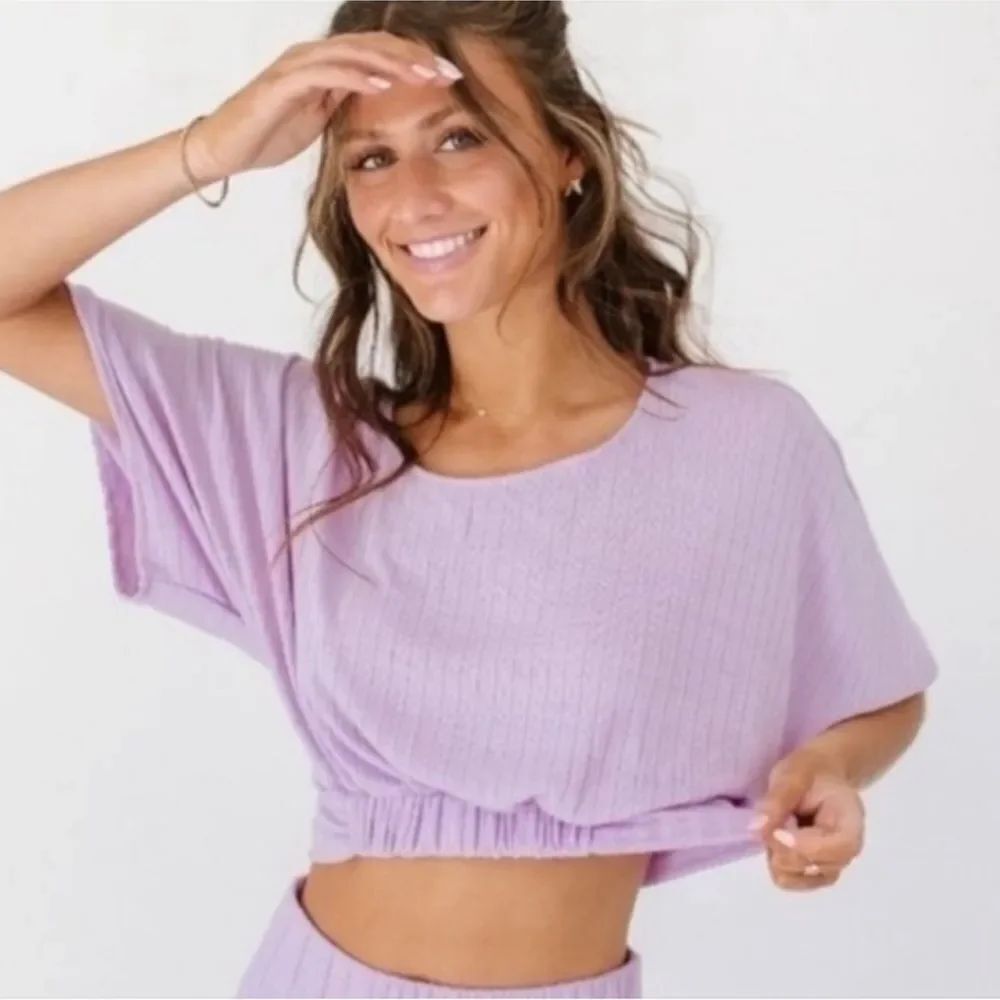 Free People Kelsey Lilac Purple Cropped Pullover Short Sleeve Top Women’s Small